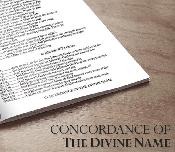 Open page from the Concordance of the Divine Name listing verses that contain Jehovah